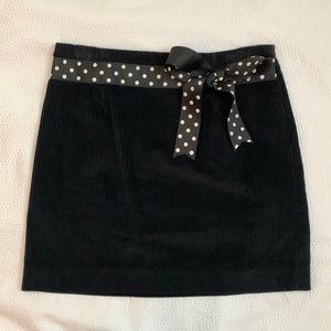 Black corduroy skirt with ribbon waist